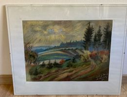 Gemälde Landschaftsbild, signiert, Herbstfarben, 1985 60x50