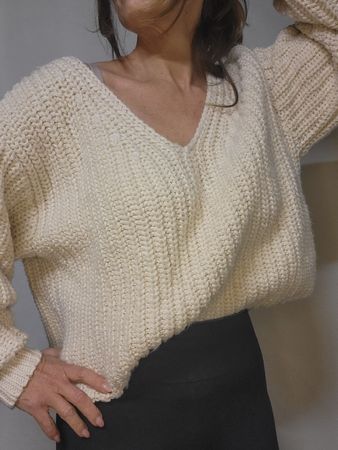 Pull d'hiver oversize en maille torsadée, couleur crème, T M
