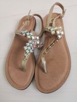 🤩GOLD & GOLD LEDER-STRASS-SANDALEN, GOLD, NEUWERTIG