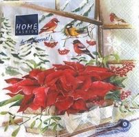 Serviette basket with poinsettia (w456)