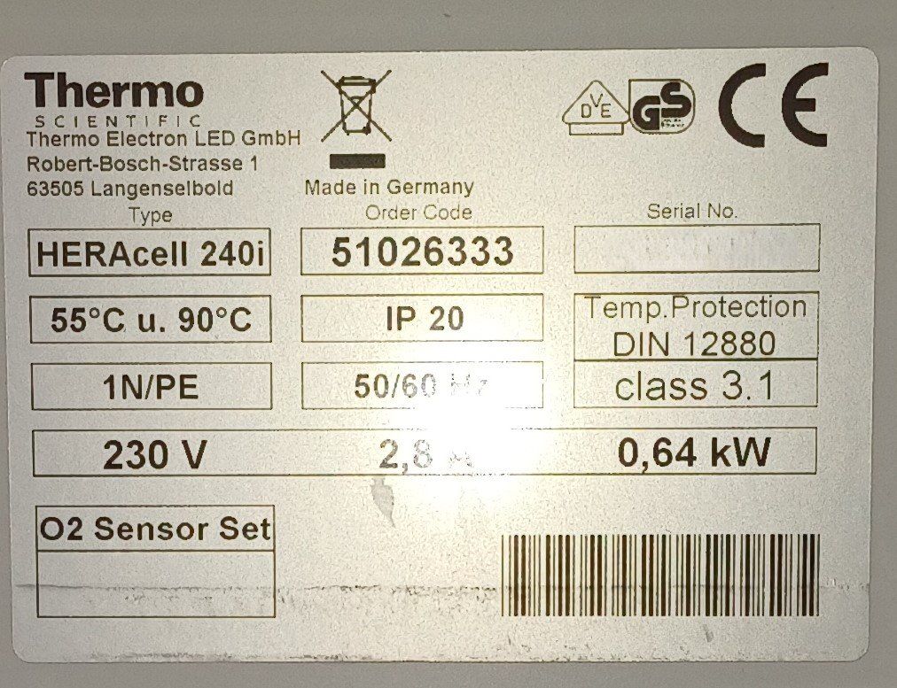 Accessori da laboratorio: Thermo Scientific Heracell 240i – Usato da Niederdorf venduto da LeptonAG_Labor 3