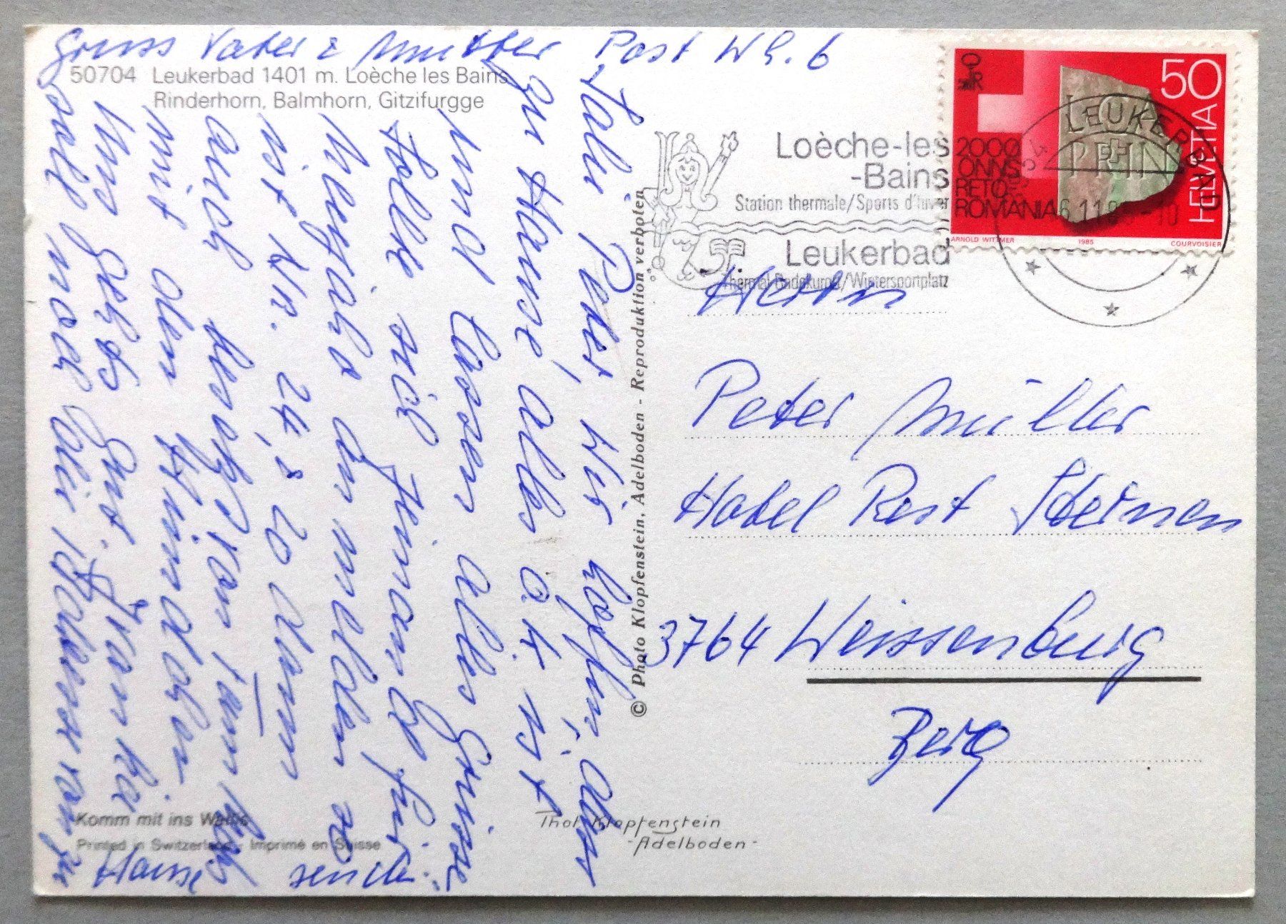 Cartes postales: Leukerbad 1401 m, Loèche les Bains – D'occasion à Fétigny par Billy2miny 1