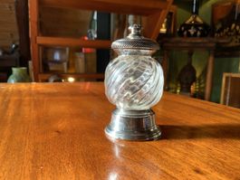 Antike Christofle + Baccarat Paris Pfeffermühle Bambou 1920s