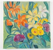 Ölgemälde "Lilien im Grünen" von Nelli Friedrich (Bern)