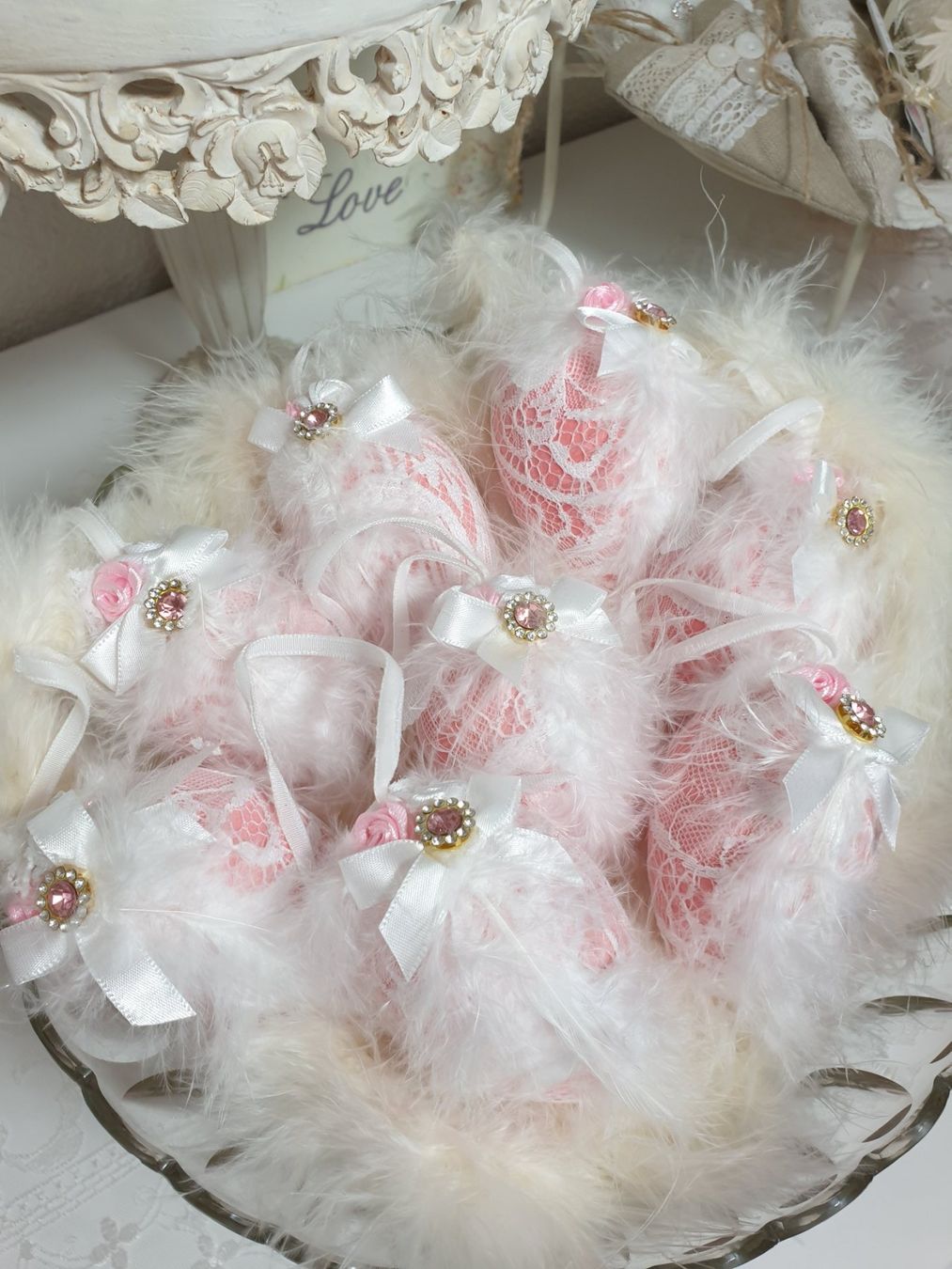 Tutte le decorazioni: Ostereier, Shabby Chic Deko Eier Spitze Ostern Osterbaum – Nuovo e nell'imballaggio originale da Gossau ZH venduto da Goes05