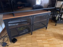 TV-Board Industrial Design Holz Metall schwarz gebraucht