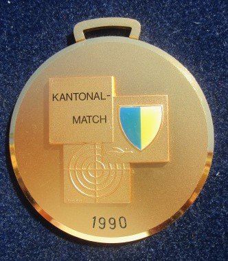 Medaillen: Luzerner Kantonalmatch 1990 - 70mm - Messing/Bronze/verg. – Gebraucht aus Luzern von Horoskop1