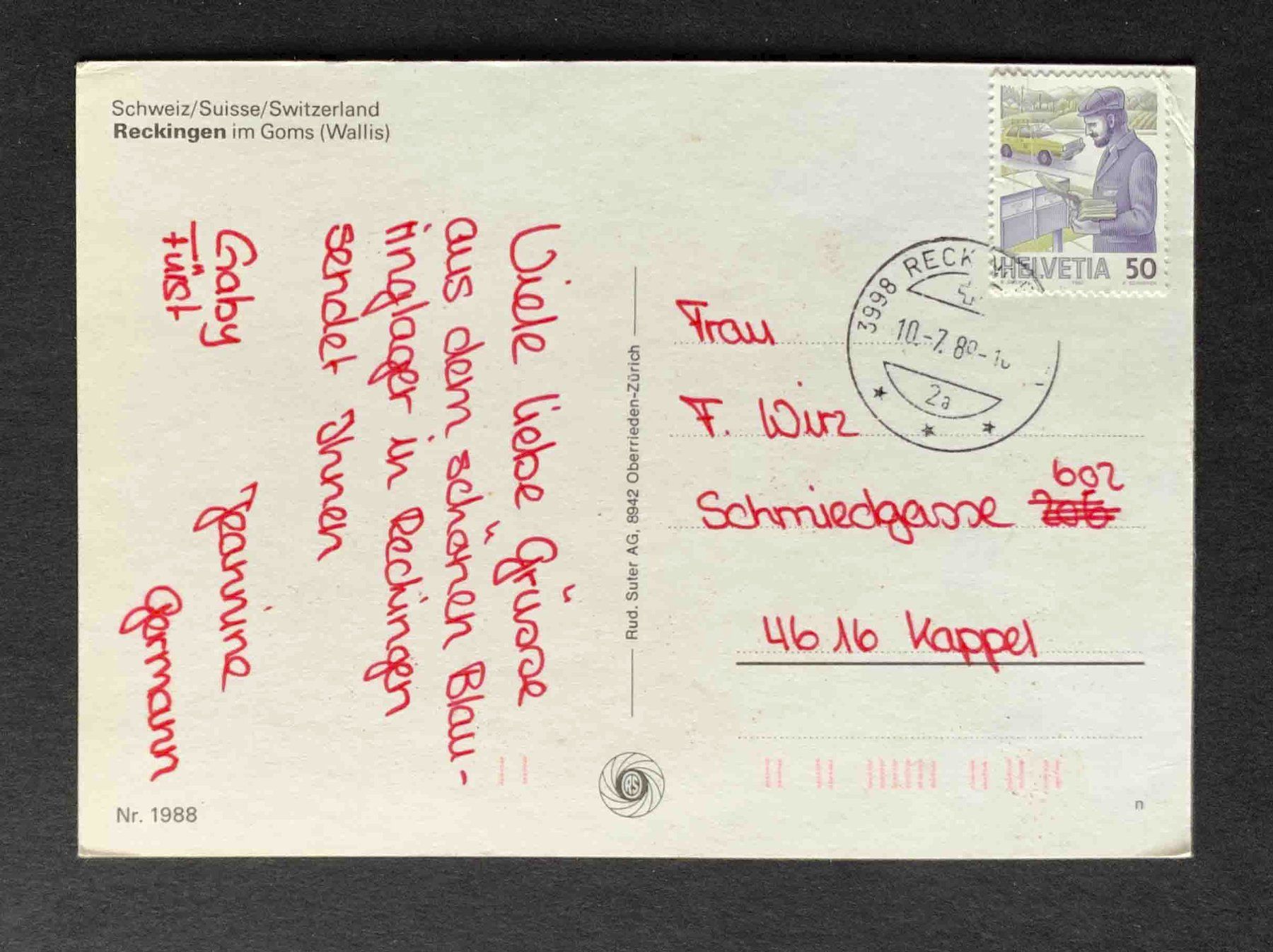 Cartoline postali: AK Reckingen im Goms – Usato da Goldau venduto da artelier1 1