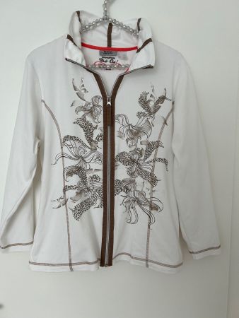 Hajo Homewear Jacke Gr.38/40 weiss/braun
