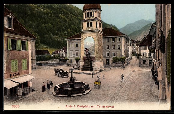 Cartes postales: AK Altdorf, Marktplatz mit Telldenkmal – D'occasion à Berlin par bartko-reher