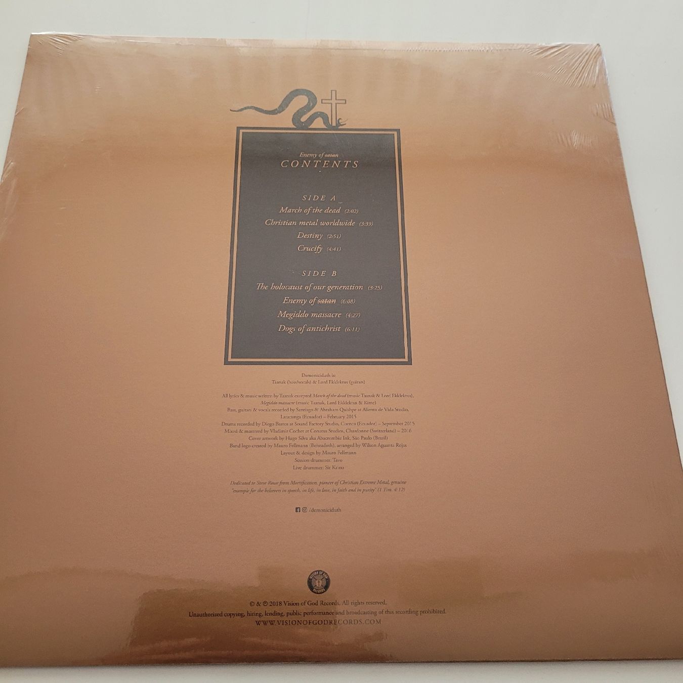 Dischi in vinile: Demoniciduth - Enemy Of Satan LP – Nuovo e nell'imballaggio originale da Münsingen venduto da Drachenwurst 1
