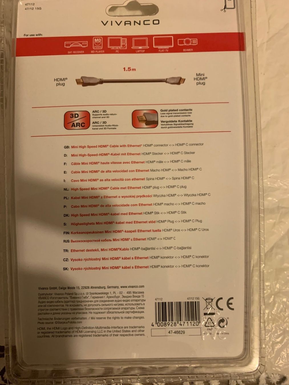 Câbles: Mini High Speed HDMI Kabel mit Ethernet – Neuf avec emballage d'origine à Emmen par newcar4you 2