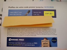 Bon Conrad  usb C/69 CHF ou 20/119 CHF, valable ->14.09.26