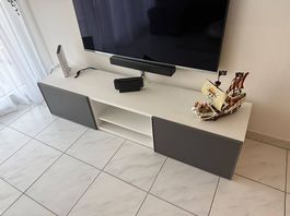 TV-Lowboard weiss/grau  180 cm