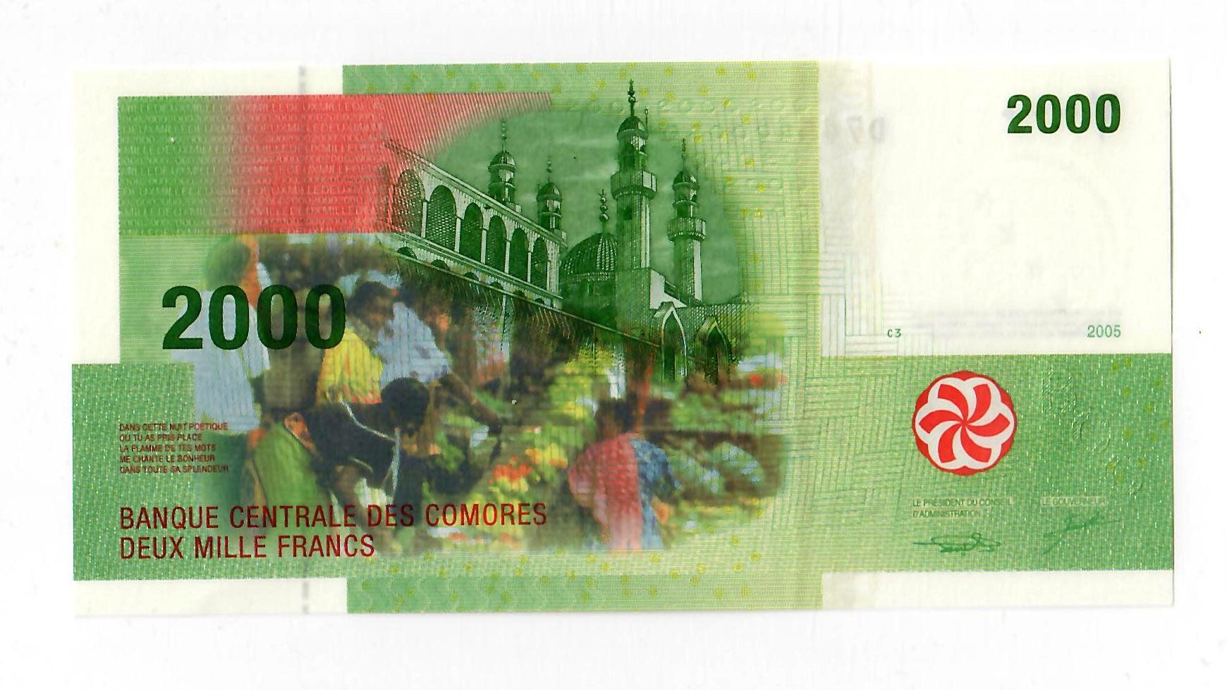 Banconote: Banknote Comoren/Komoren, 2000 Franc, 2005, UNZ – Nuovo (secondo la descrizione) da Landquart venduto da balboajimmy