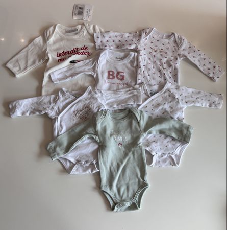 6 Langarm-Bodys für Mädchen – Gr. 62 (3 Mt.)