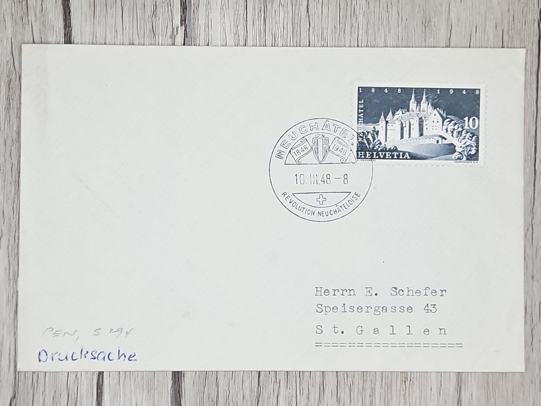 Tutti i francobolli: CL13 Enveloppe + Timbre Suisse 1948 – Usato da Cousset venduto da Patrick_Collections
