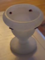Murano Scavo Glasvase, (Kratervase), weiss m. braunen Noppen