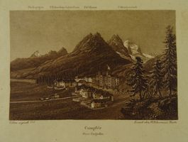CAMPFER, ENGADIN, DIKENMANN AQUATINTA UM 1850