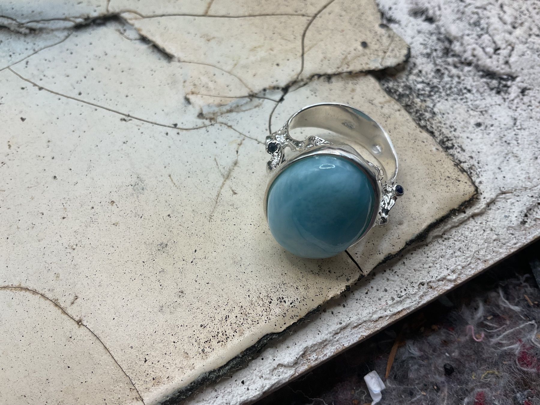 Anelli: Larimar Ring, 925 Silber, Handarbeit, Grösse 56, Top! – Nuovo (secondo la descrizione) da Luzern venduto da S.Kern01 2