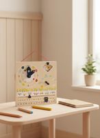 Horloge éducative multilingue avec calendrier en bois / NEUF