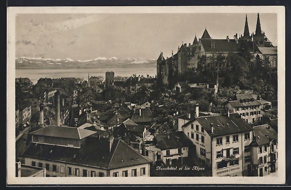 Cartoline postali: AK Neuchâtel, Panorama et les Alpes – Usato da Berlin venduto da bartko-reher