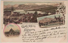 LU 3 Litho Luzern 3 Bilder o AMBULANT No. 20 Kurs 52 1898