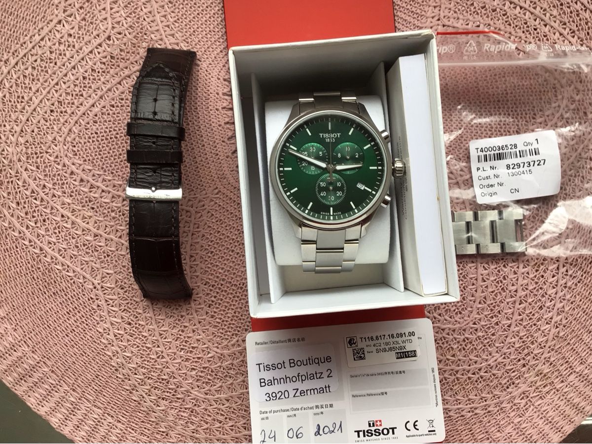Tissot Orologi: Tissot Chronograph in Grün! – Nuovo (secondo la descrizione) da Oetwil am See venduto da ifnam