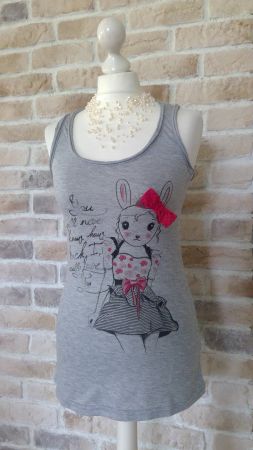 Top débardeur gris SPOT lapin girl avec noeud, taille M