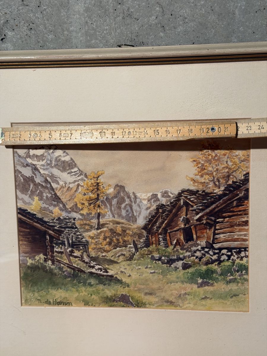 Gemälde: Framed Alpine Landscape Painting, Signed – Gebraucht aus Lausanne von artnouveau04 2