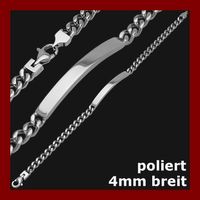 Panzer-Edelstahl-Identitätsarmband 20cm und 4mm Gravurplatte