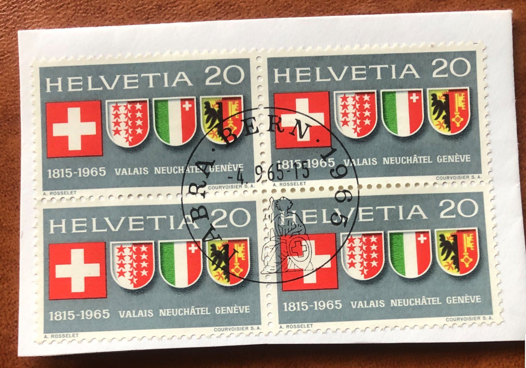 Tutti i francobolli: 4 er Block Nr.432 mit Papier Stempel Bern    – Usato da Aarau venduto da Billa007