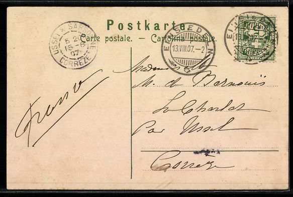 Ansichtskarten: Einsiedeln, Kloster mit Strassenpartie,  – Gebraucht aus Berlin von bartko-reher 1