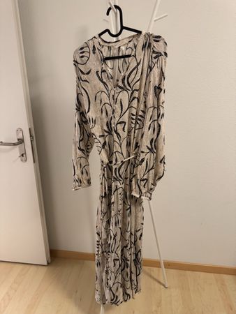 H&M Maxikleid, Grösse L, beige/schwarz, Herbst-Look!