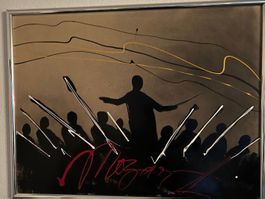 ACRIL-BILD MOZART MIT GEIGER AUF LEINWAND