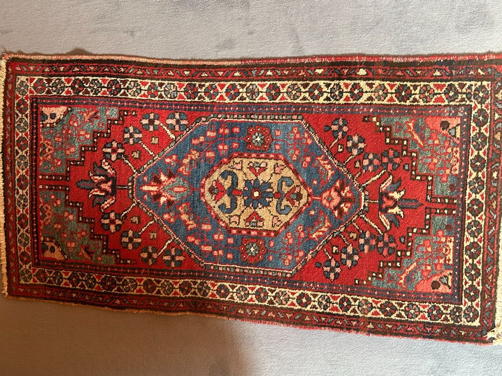 Vintage Patchwork Orient Teppich mit Kelim lila 250x170 Rarität Used Look 2678