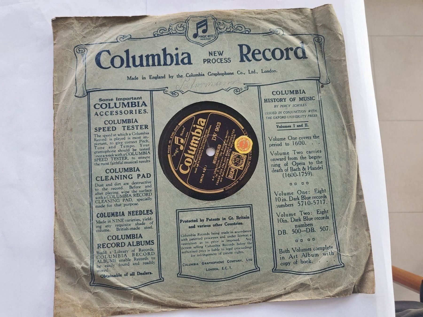 Dischi in vinile: Schellackplatte W.R. Heymann Robert Gilbert Columbia 1930 er – Nuovo e nell'imballaggio originale da Unterägeri venduto da 0alfa0 3