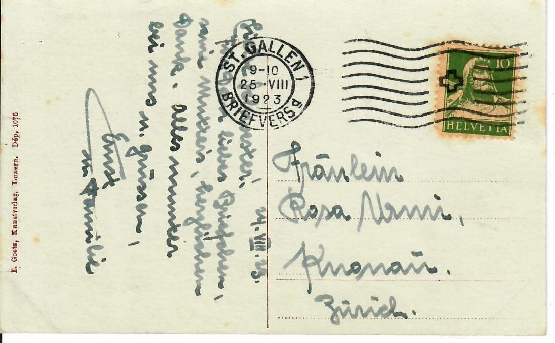Cartoline postali: St. Gallen Rosenberg 1923 – Usato da Hochdorf venduto da Ziegel-16 1
