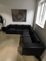 Canapé d'angle en cuir noir