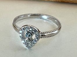 Ring 925 Silber –Tropfen-Design mit Zirkonia– zart & elegant