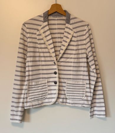 MARC CAIN Blazer N3 M gestreift weiss grau - Jersey 