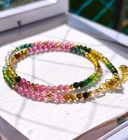 Bracelet en Tourmaline multicolore haute qualité double tour