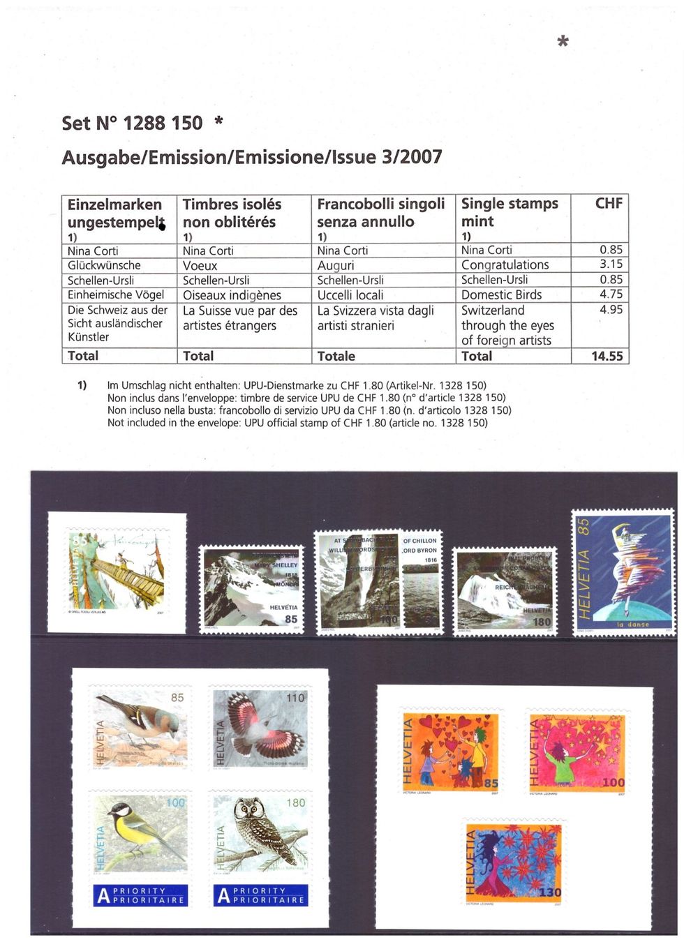 Alle Briefmarken: CH Briefmarken Ausgaben 2007 – Neu und originalverpackt aus Chur von marcbruni 2