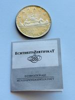 Silber Münze 23.3 Gramm  Kanada Dollar Kanu Zertifikat 1962