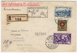 seltene 5 Fr. Rütli auf gutem Ad Astra-Afrika Flugbrief