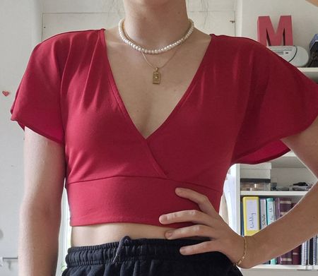 Rotes Sommer Top mit Rücken-Schleife, Grösse S, gut erhalten