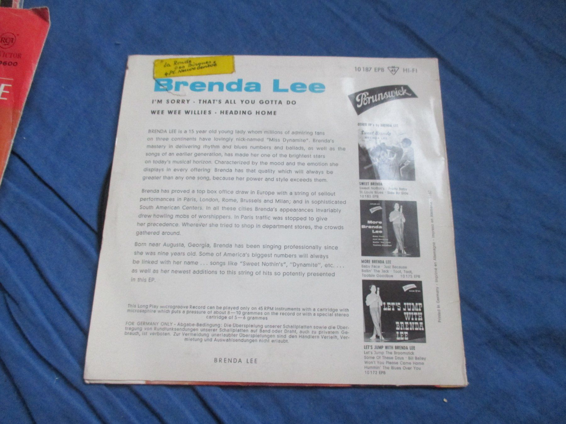 Dischi in vinile: Brenda Lee EP I'm Sorry – Usato da Colombier NE venduto da Nevenma 1