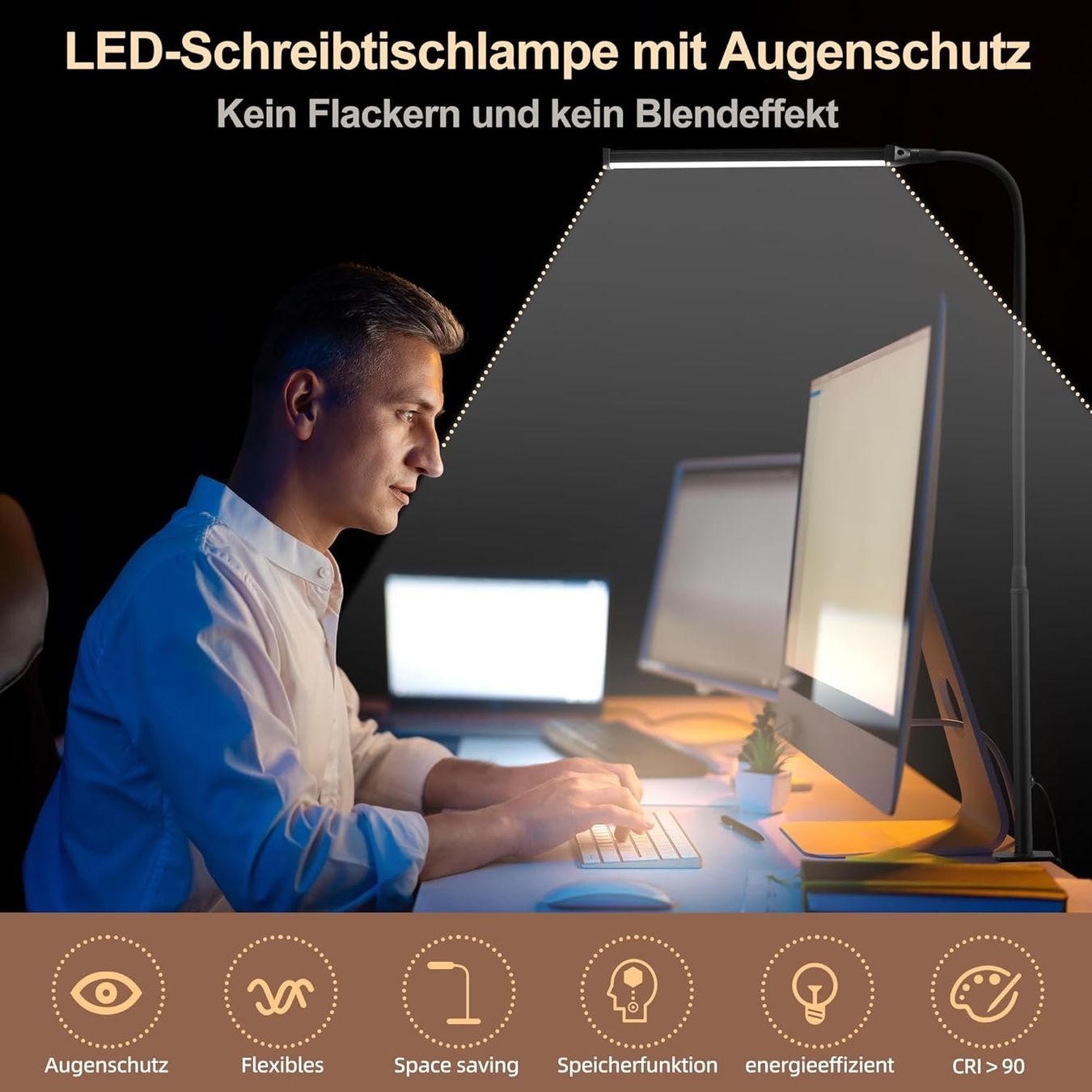Lampade: LED Schreibtischlampe klemmbar dimmbar augenschonend – Nuovo e nell'imballaggio originale da Neuhausen venduto da apo_zn9s 3