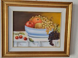 Ölgemälde Stillleben Früchte gerahmt 60x40 cm Zustand gut
