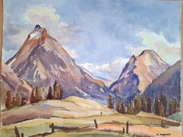 Aquarell Ferdinand Meyer-Streiff Glarneralpen 70-iger Jahre